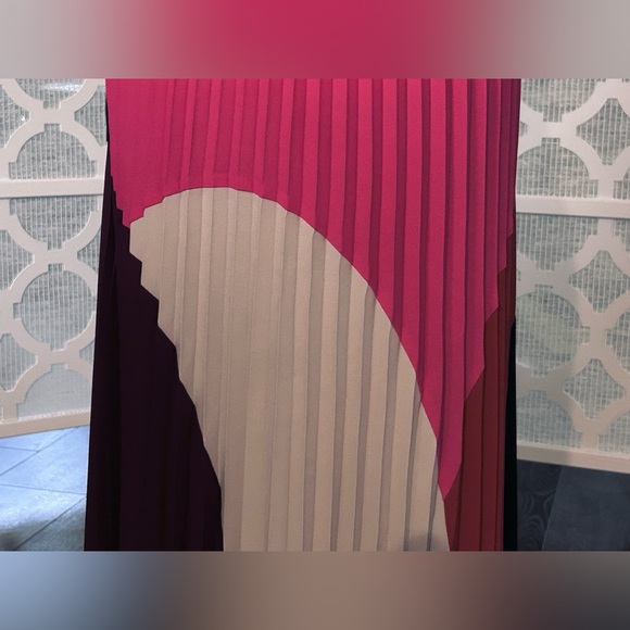 Mod Colorblock Midi Pleated Skirt Ballet Retro Vintage Vibe Alfani Med  Pink Red - Picture 10 of 13